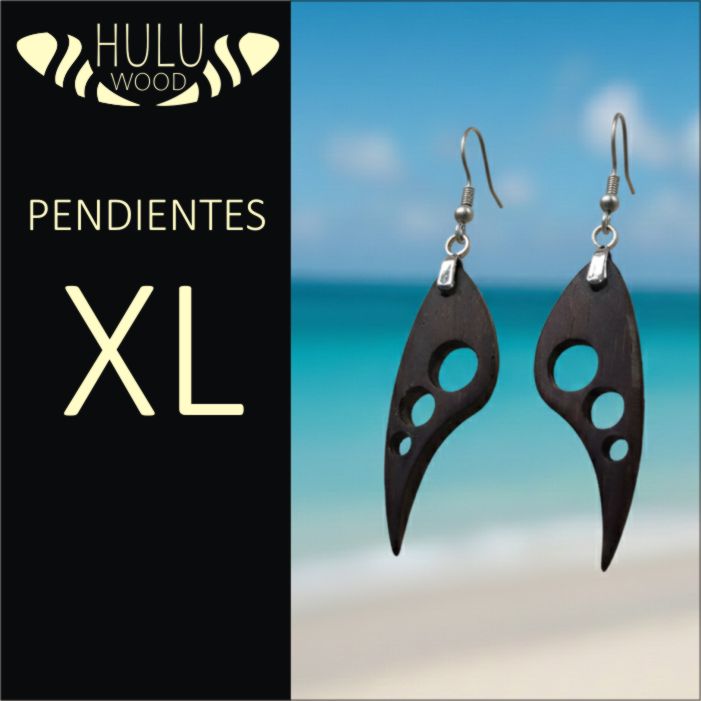 Pendientes largos de madera y resina HuluWood OnlyWood tamaño XL grande