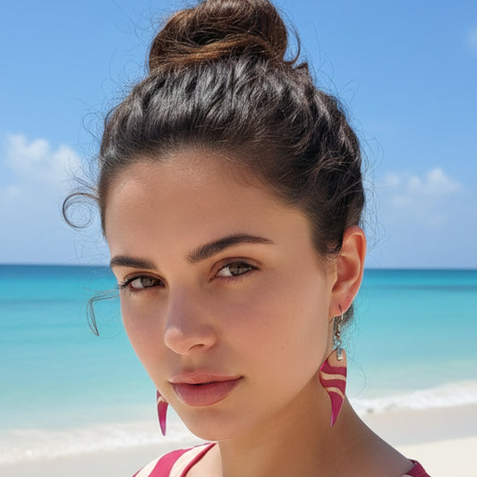 A5 Pendientes HuluWood modelo fondo playa caribe