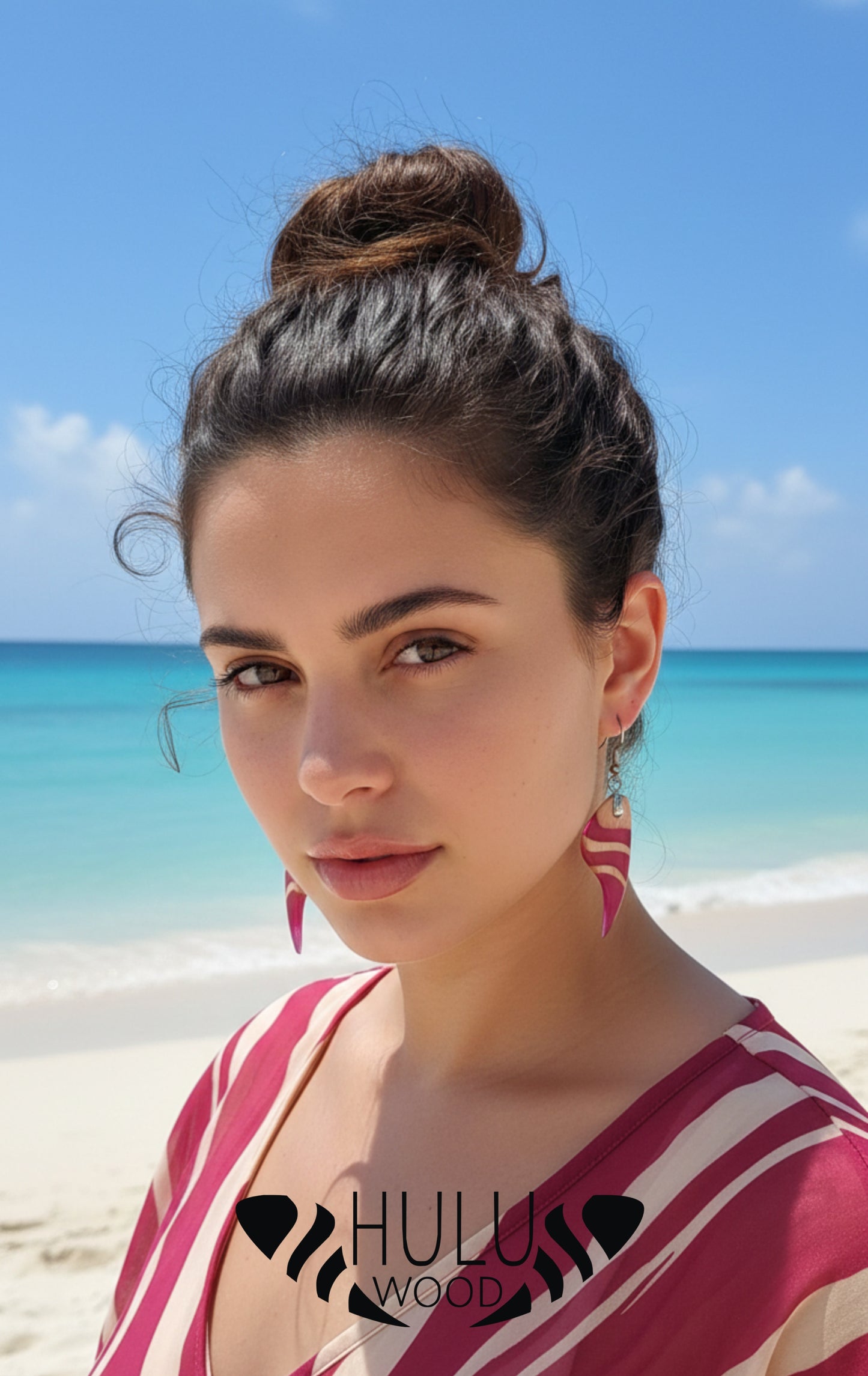 A5 Pendientes HuluWood modelo playa caribe cuerpo completo
