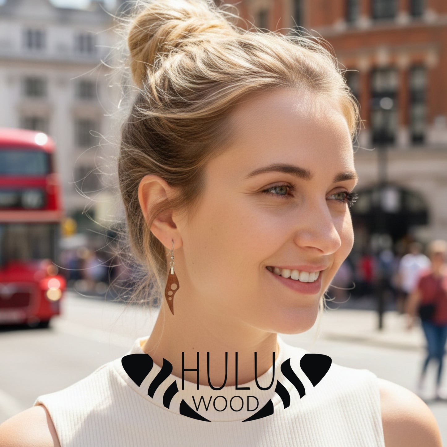 Pendientes HuluWood B5 comillo caoba y circulos