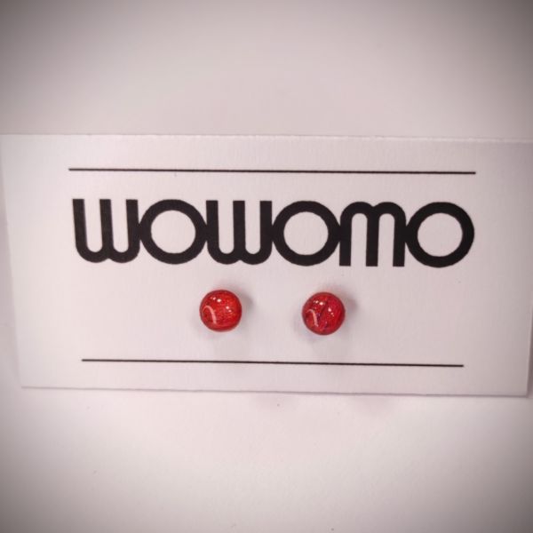pendientes wowomo 5mm rojo rosado mica en expositor 
