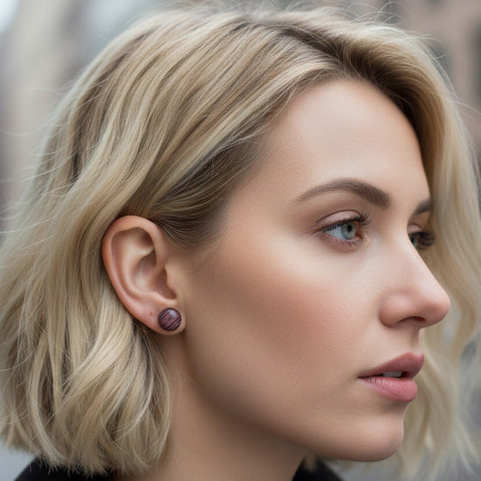 modelo lleva puestos pendientes WOWOMO J3 en su expositor