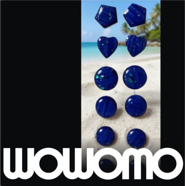 Varios juegos de parejas dependientes de botón color azúl marinointenso veteado y con un toque de fantasía y esmalte ultrabrillante