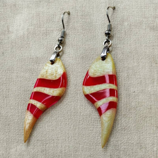 Pendientes HuluWood Pluma Arce Rojo XL